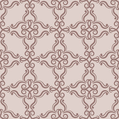 Vintage brown ornament. Floral seamless pattern
