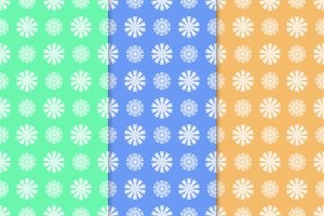 Set of colored floral seamless patterns