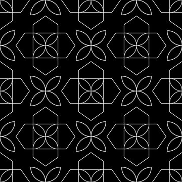 Geometric seamless pattern. Black and white
