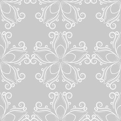 Floral seamless pattern. Gray abstract background