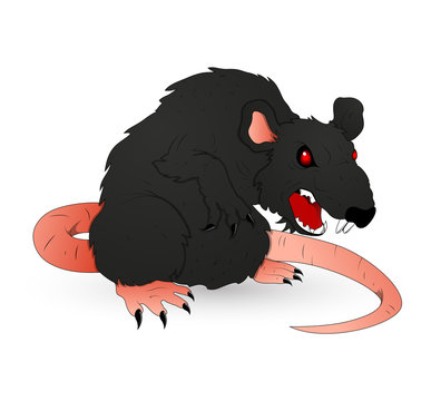 Halloween Creepy Rat Vector Illustration