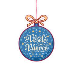 Vesele Vanoce Greeting Card in heart form.