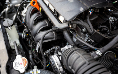 Fototapeta na wymiar new car engine closeup