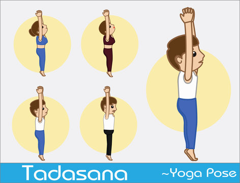 Yoga Cartoon Vector Poses - Tadasana Stock Vector | Adobe Stock
