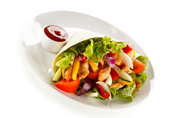 Kebabs - grilled meat and vegetables