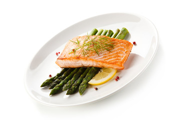 Grilled salmon and asparagus