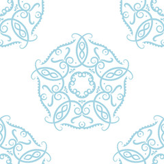 Vintage blue ornament. Floral seamless pattern