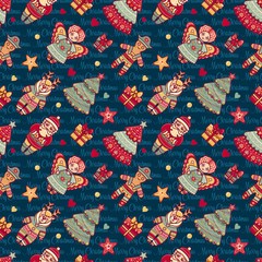 Naklejka premium Seamless pattern. Christmas style. 