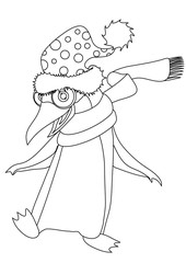 Dancing Penguin Outline Picture