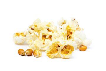 Fresh popcorn isolated on a white background