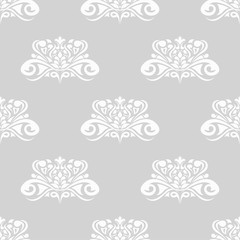 Seamless pattern with gray wallpaper ornaments