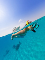 Snorkeling woman exploring beautiful ocean sealife © Jag_cz
