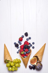 waffle with fresh berries, homemade ice cream making
