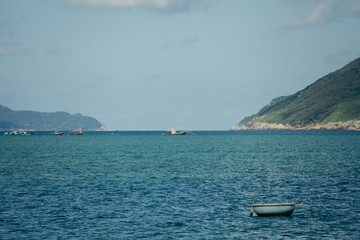 Basket boat in Lo Voi beach, Con Son island.