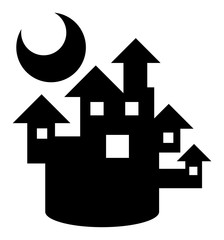 Moon with Home Vector Silhouette