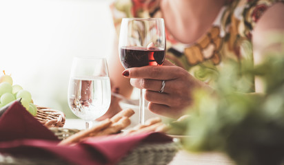 Woman having lunch at the restaurant