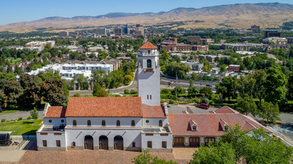 Train Depot and Boise skyline in the summer