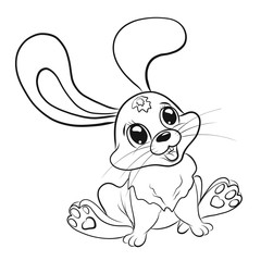 Children's coloring, happy hare