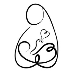 Happy mother and baby, logo	