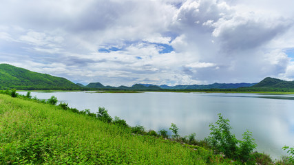 Huai Mai Tai Reservoir in a beautiful day ,  Phetchaburi  , Thailand