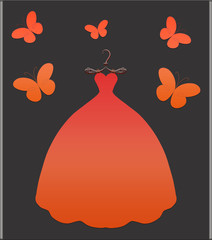 A beautiful ball gown on a patterned hanger