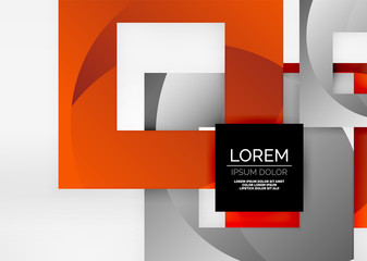 Squares geometric shapes in light grey 3d space