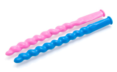 Colorful balloons without air isolated on white background