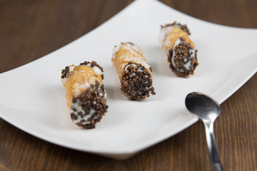 Sicilian Cannoli on white Flat