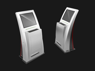 3d Illustraton of Information kiosk, terminal, stand. isolated black