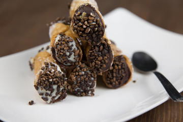 Sicilian Cannoli on white Flat