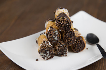 Sicilian Cannoli on white Flat