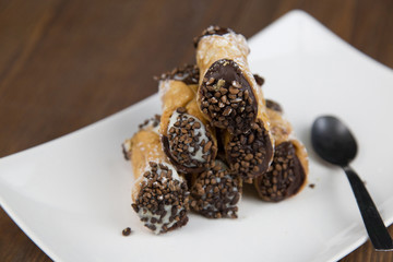 Sicilian Cannoli on white Flat