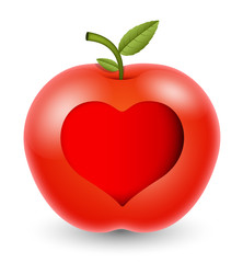 Heart Isolated on Apple Vector