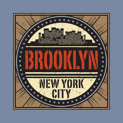 Grunge rubber stamp with text Brooklyn, New York City