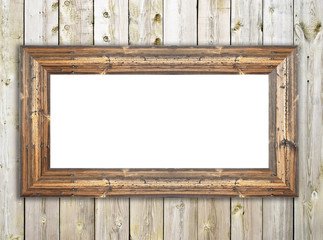 Old wooden frame on wooden background