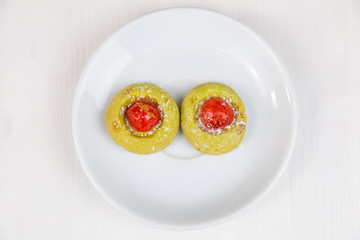 Sicilian pastry on white circular dish