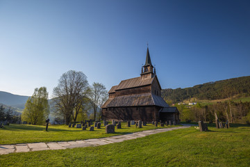 Fototapeta na wymiar Kaupanger Stave Church in Kaupanger, Sogndal, Sogn og Fjordane, Norway