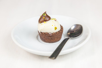 Sicilian pastry on white circular dish
