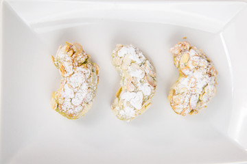 Sicilian pastry on white rectangular dish