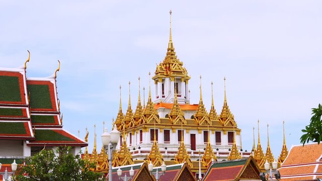 The golden pagoda at Ratchanatdaram Temple in Bangkok, Thailand