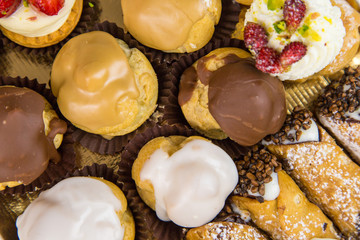 Sicilian pastry on rectangular tray