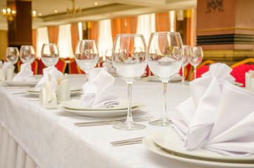 Banquet table in a restaurant