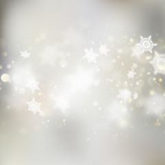Winter bokeh background with snowflakes. EPS 10 vector