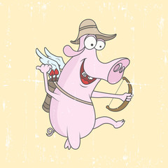 Funny Piglet Cupid - Vintage Graphic Design