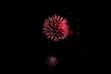 Fototapeta premium Colorful fireworks at night sky - party celebration concept