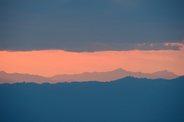 Fototapeta na wymiar Mountain shadow during sunset