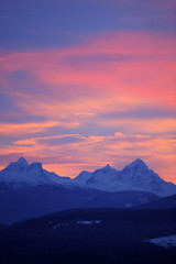 Fototapeta na wymiar Spectacular Winter Sunset over Howson Peaks, British Columbia, Canada