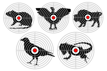 Targets for animal shooting. Training shoot hunting. vector set
