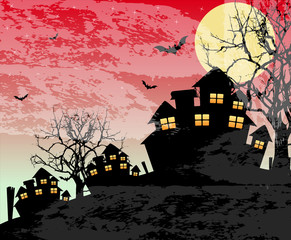 Fototapeta na wymiar Halloween Haunted Houses Vector