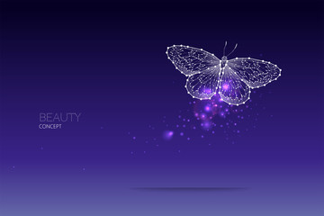 Plakat Abstract vector illustration of butterfly moving.